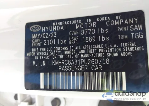 2023 Hyundai Venue Sel из США, поврежденный, VIN KMHRC8A31PU260718